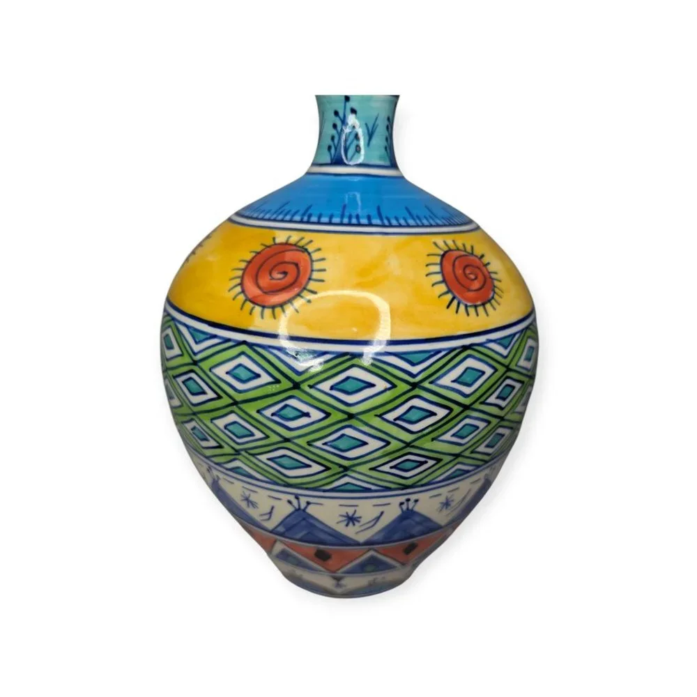 Ceramic Bulb Vase Colorful Decorative Vase 9.5